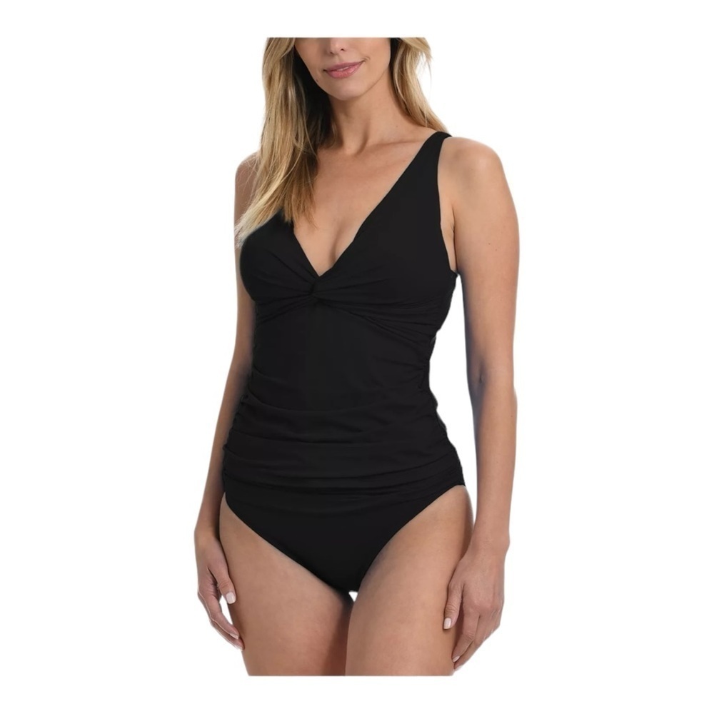La Blanca Island Goddess Over-The-Shoulder Twist-Front Tankini Top Nwt